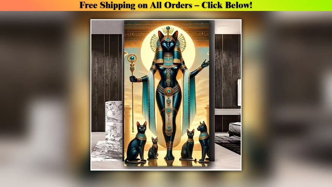 Egyptian Cat Queen Full Square Round Diamond Mosaic Embroidery Cross Stitch Kits Diy Diamond