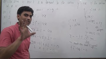 The line y = mx + 1 is a tangent to the curve y^2 = 4x if the value of m is (A) 1 (B) 2 (C) 3 (D) 1/