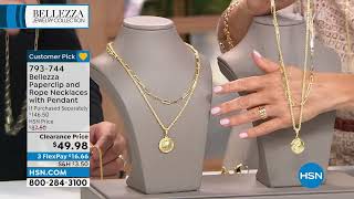 Colares de clipe de papel e corda de bronze Bellezza com pingente