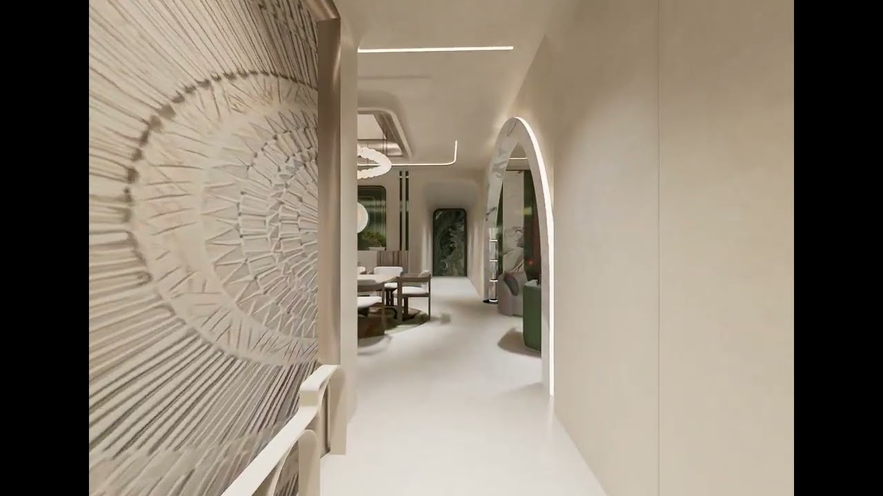 REVISE D (UPDATED ENTRY FOYER, GLASS CURVED SCREEN , KITCHEN COLORS , SLEEK DINING CHAIRS)