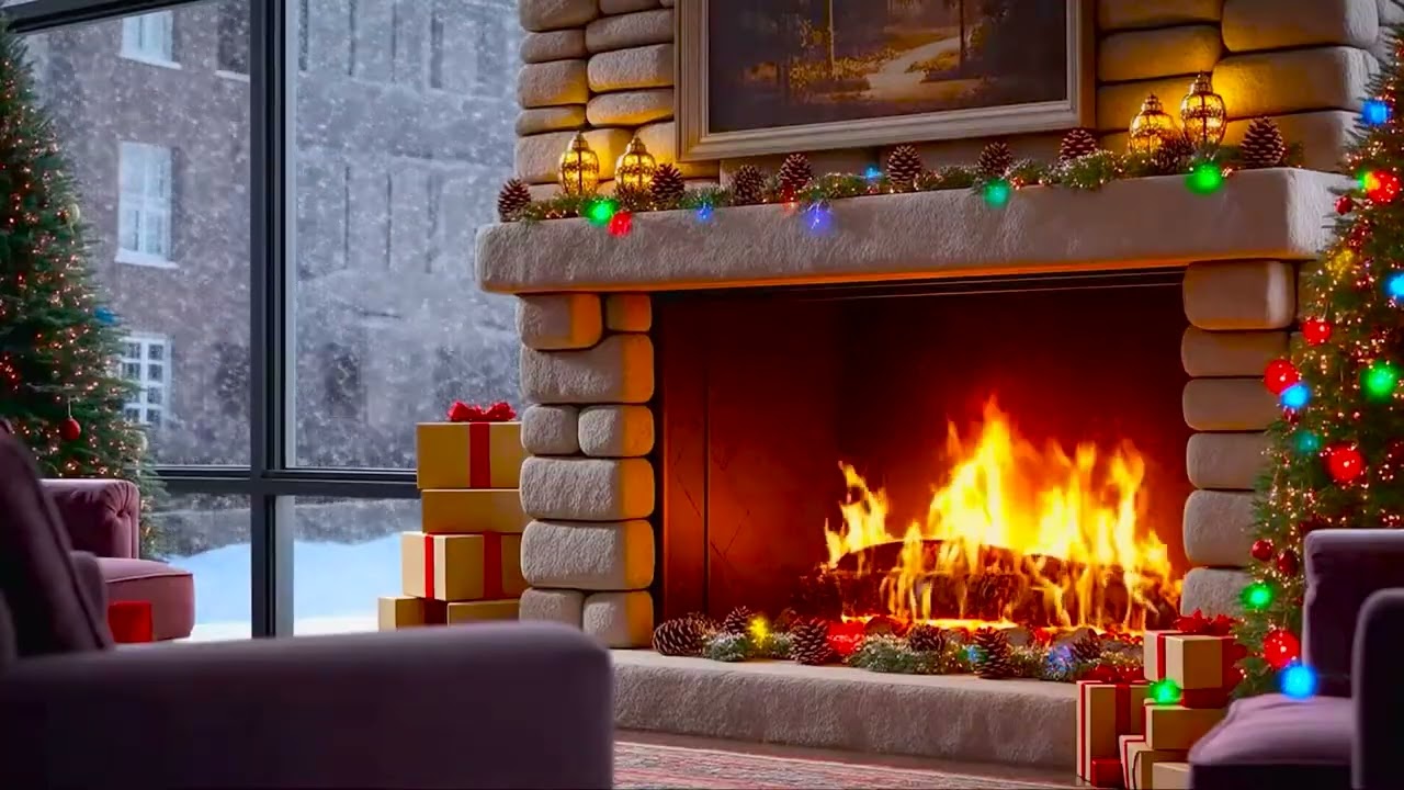 🎄Cozy Christmas Fireplace 10 Hours | 🔥Fireplace Crackling ❄️ Holiday Ambience (No Music)(NO ADS)