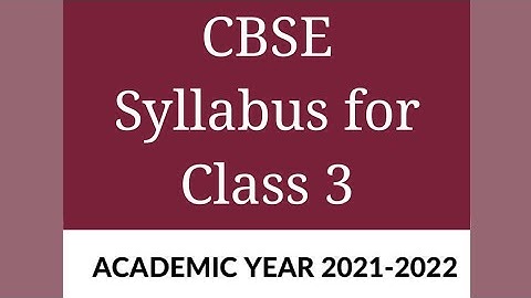 CBSE class 3 syllabus 2021 to 2022