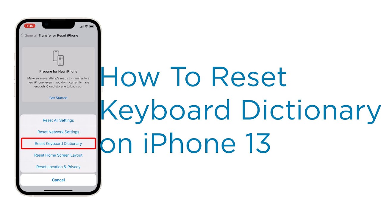 How to Reset Keyboard Dictionary on Apple iPhone 13 Delete Auto
