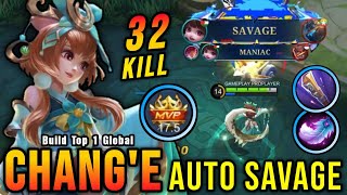 NEW META?! 32 Kills Chang'e Golden Staff Build AUTO SAVAGE!!  Build Top 1 Global Chang'e ~ MLBB