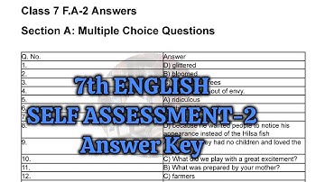 7th Class 💯ENGLISH ANSWERS (SELF ASSESSMENT-2) 2025-2026 | 7th 💯ENGLISH Real SAMP-2 Paper KEY🔐📜🗞️