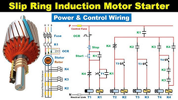 Self Start Slip ring Induction Motor Starter Power & Control wiring  @ElectricalTechnician