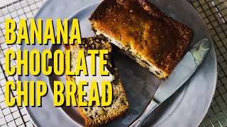 Banana Chocolate Chip Bread (Sour Cream) - Super moist delicious banana bread