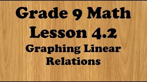Grade 9 Math Lesson 4.2 Graphing Linear Relations