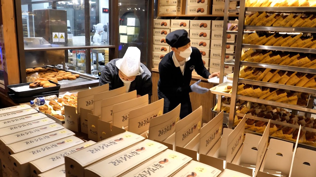 Только сотни сотрудников !! Лучшие корейские пирожные, десерты и хлеб - Корейская уличная еда