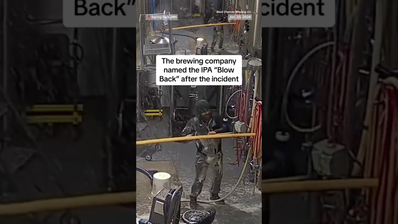 Beer tank sends man flying across room