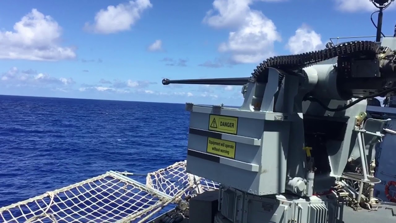 ASCG 30mm cannon HMS Portland 2017 - YouTube