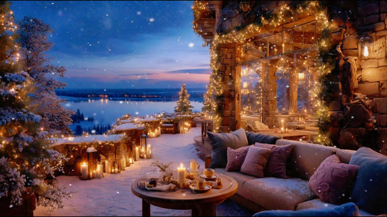 Christmas Jazz Music with Luxury Mountain Lodge Ambience🎄Relaxing Holiday Jazz & Peaceful Snowfall