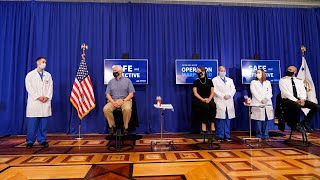 VP Mike Pence, Second Lady Karen Pence and Surgeon General Jerome Adams receive COVID-19 vaccines