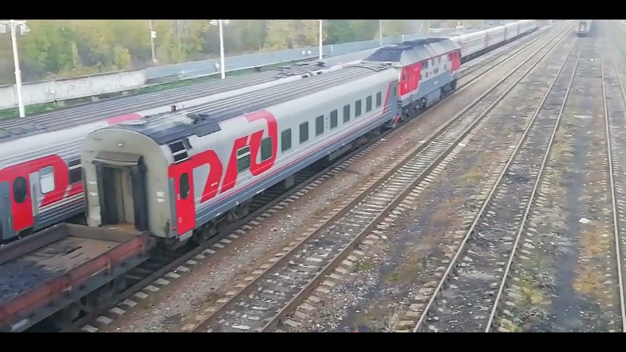 Тепловоз Тэп70-0568 отправляется со ст. Котлас Южный с рабочим поездом ...