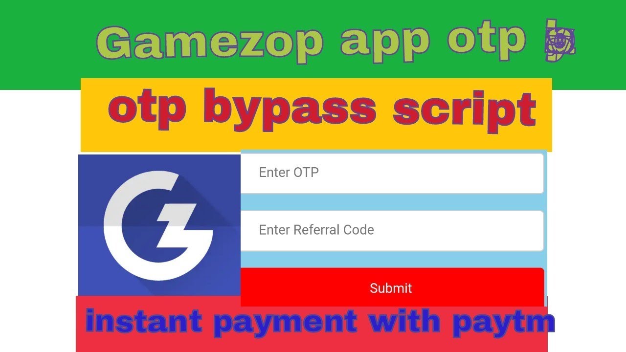 Gamzop app otp bypass||reffer script instant payment||