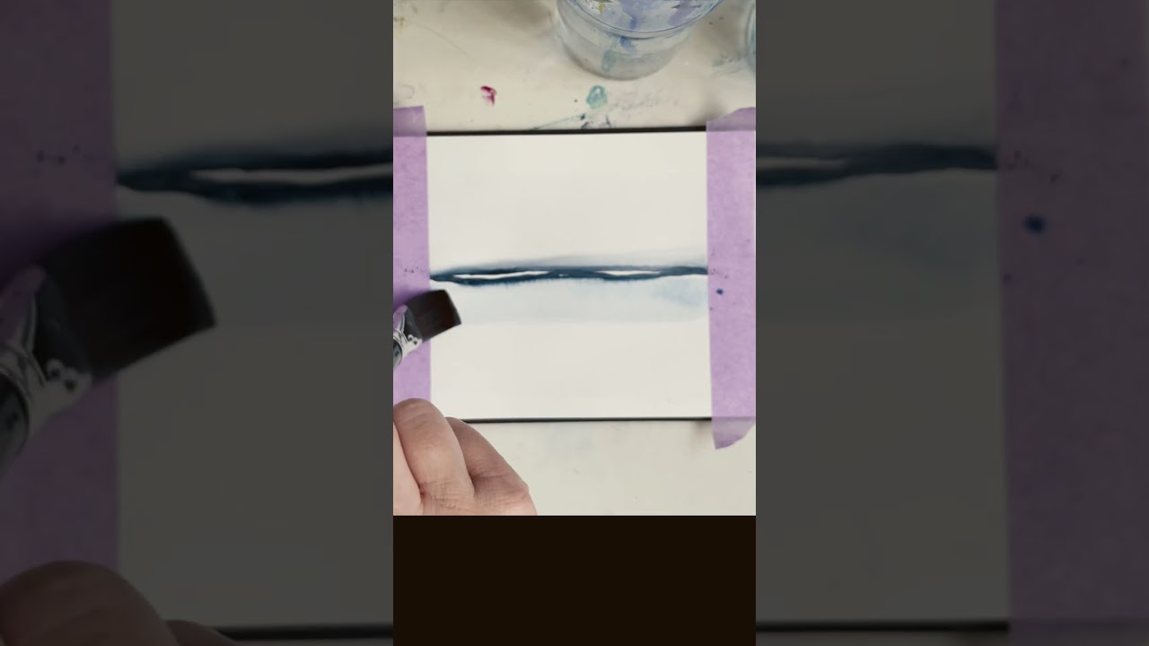 Super simple two colour minimalist watercolour landscape! 