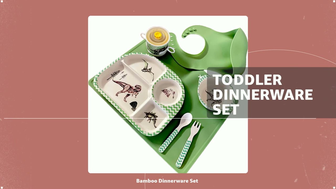 Kid Dinnerware Set Bamboo with Placemat and Bib