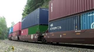 BNSF 6564 Leads WB Stack Train at East Skykomish, WA 8-12-13
