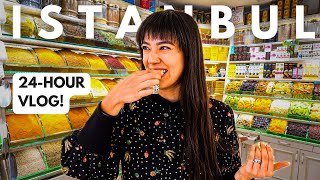 ISTANBUL FOOD TOUR & TRAVEL VLOG | HUGE Turkish Breakfast, Spice Bazaar & More! 😻