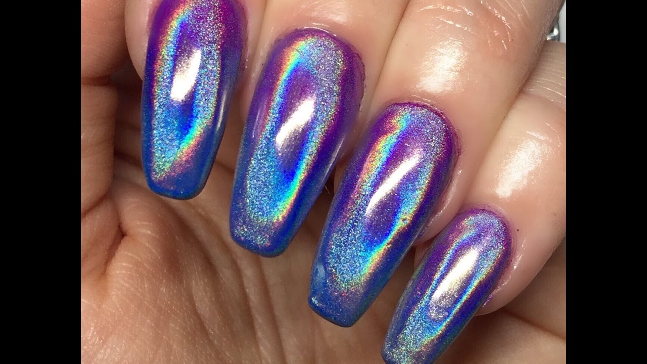 PiggieLuv: Holo rainbow unicorn nail art