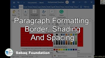 Paragraph Formatting: Border, Shading and spacing, Computer Science Lecture | Sabaq.pk