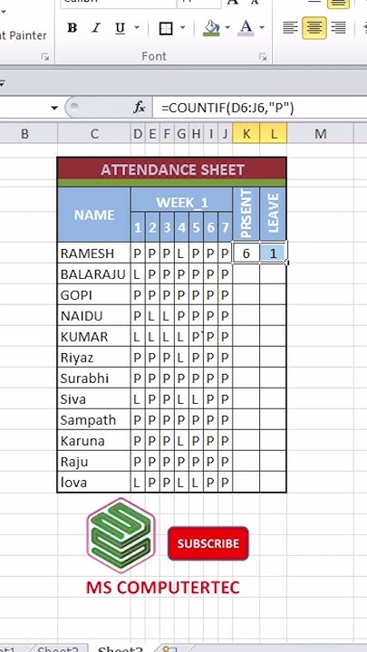 how-to-calculate-attendance-in-excel-excel-excelvideos