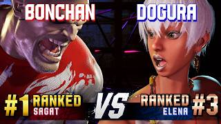 SF6 ▰ BONCHAN (#1 Ranked Sagat) vs DOGURA (#3 Ranked Elena) ▰ High Level Gameplay