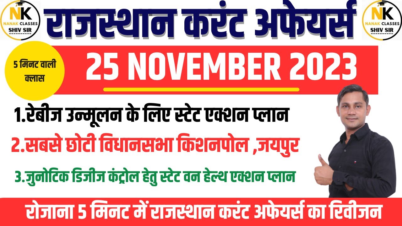 25 NOVEMBER 2023 Rajasthan current Affairs in Hindi | RPSC, RSMSSB,All ...