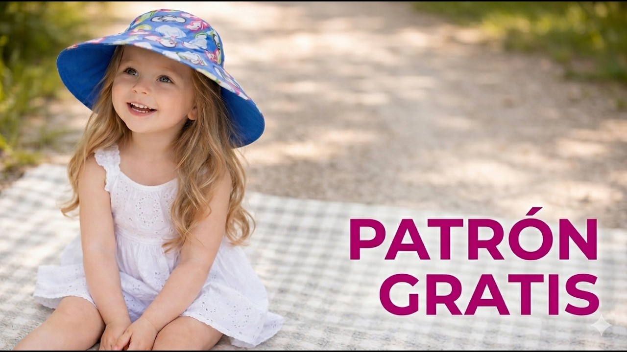 Sombrero infantil con ala ancha para tapar bien el solete, paso a paso | Costura y Patronaje Fácil