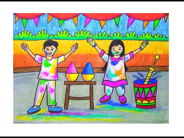 Hand draw sketch happy holi indian spring festival of colors card design  20310537 Vector Art at Vecteezy