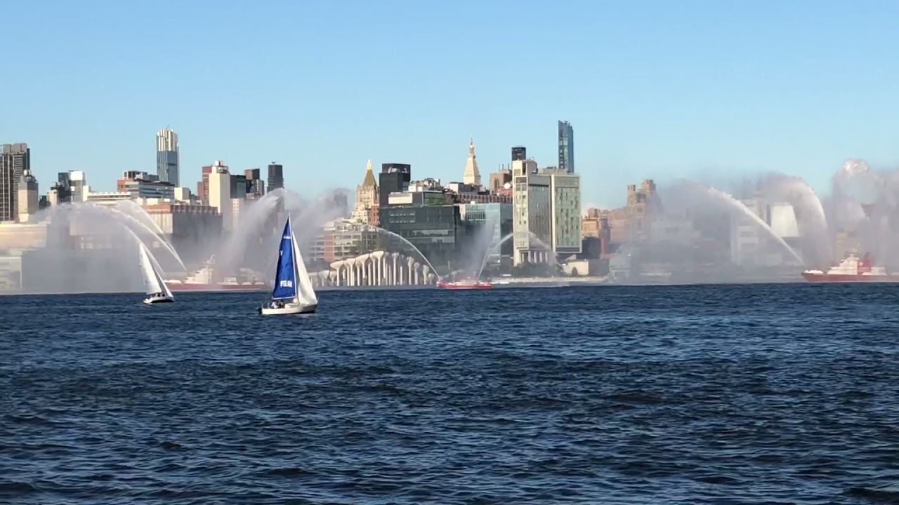 NJ Hoboken Waterfront Sinatra Park Concert - Fireboat Water Show - Manhattan views - June 24, 2021.