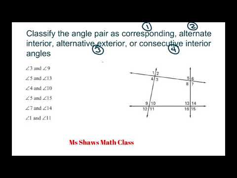 Classify Each Angle As Corresponding Alternate Interior