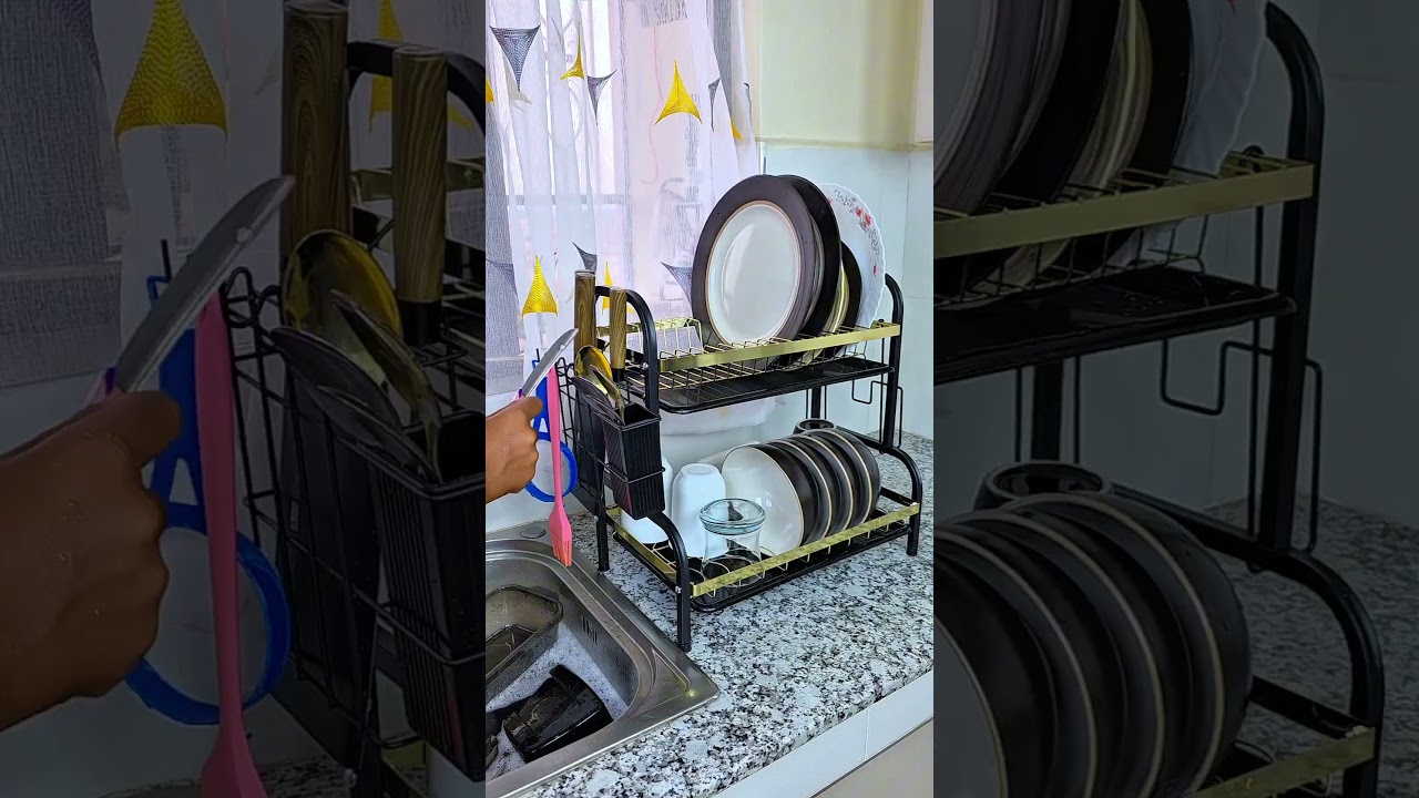 Watch 2-Tier Dish Rack Black & Gold — Kitchen Organisation Kenya KES 2,499/- on YouTube Watch 2-Tier Dish Rack Black & Gold — Kitchen Organisation Kenya KES 2,499/- on YouTube