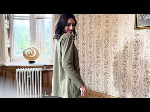 Kassandra Pima Cotton Pocket Cardigan stlye S5013 in olive