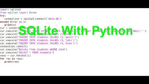 SQLite Database With Python , connect to database, create table, select and delete data