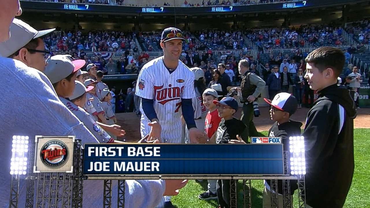 OAK@MIN: Twins are introduced before Opening Day