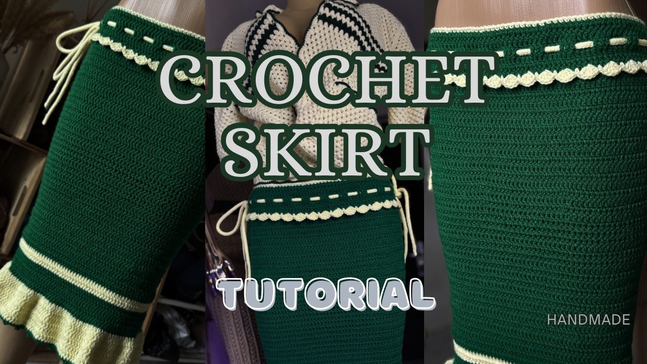Crochet 3-in-1 quarter skirt with ropes for beginners || Crochet skirt for spring / summer