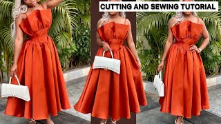 How to Cut and Sew a Stylish Gathered Flare Dress with gathers at the Bust.