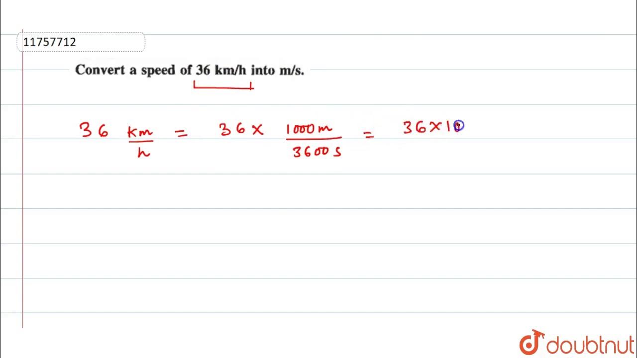 Convert a speed of `36 km//h` into `m//s`. 