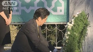 ウズベキスタン訪問の安倍総理　日本人抑留者追悼(15/10/26)