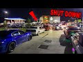 This has to be the biggest gas station shut down car meet full parking lot