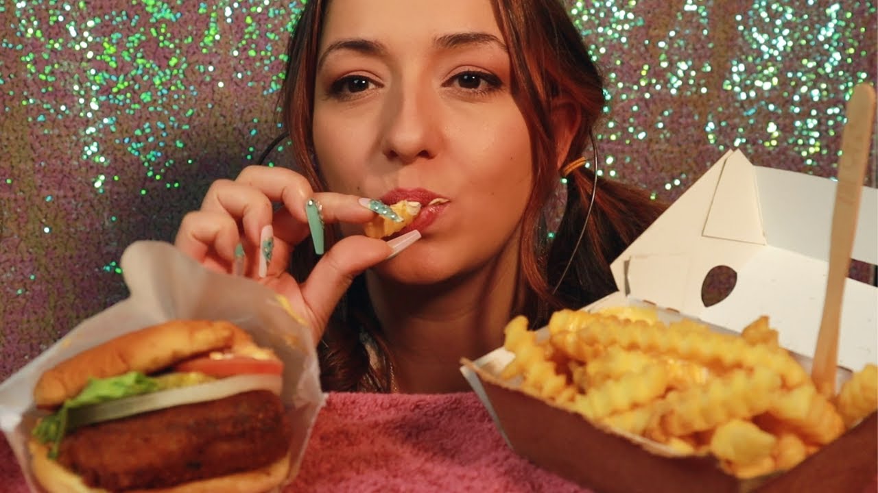 🍔 SHAKE SHACK Hamburger & Patates Kızartma | Yemek Sesleri Asmr MUKBANG Türkçe