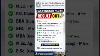 CCS University Meerut Result 2025 Out | M.Ed, MBA, BBA, BFA, B.Sc, B.A Hons ccsu result