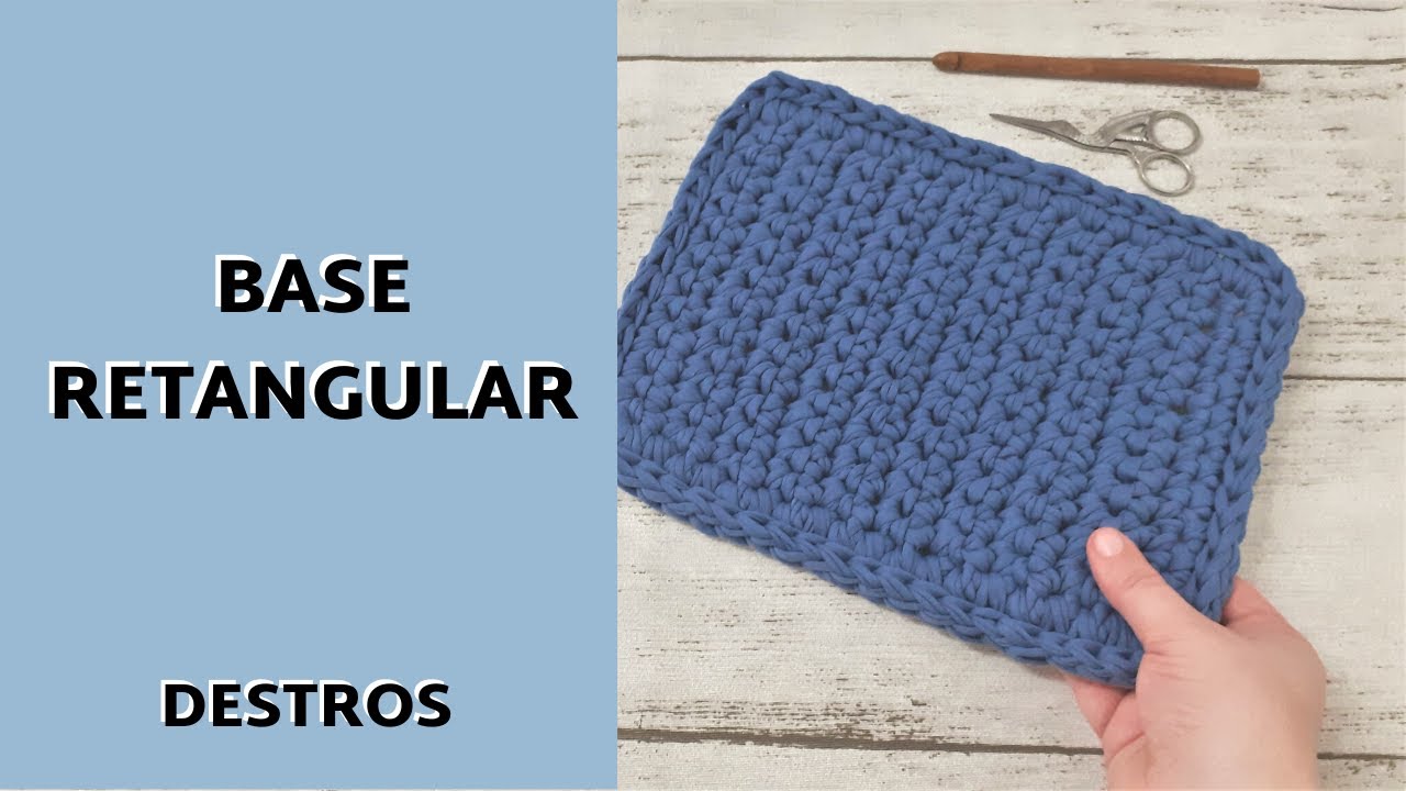Base retangular em crochê com fio de malha - Destros