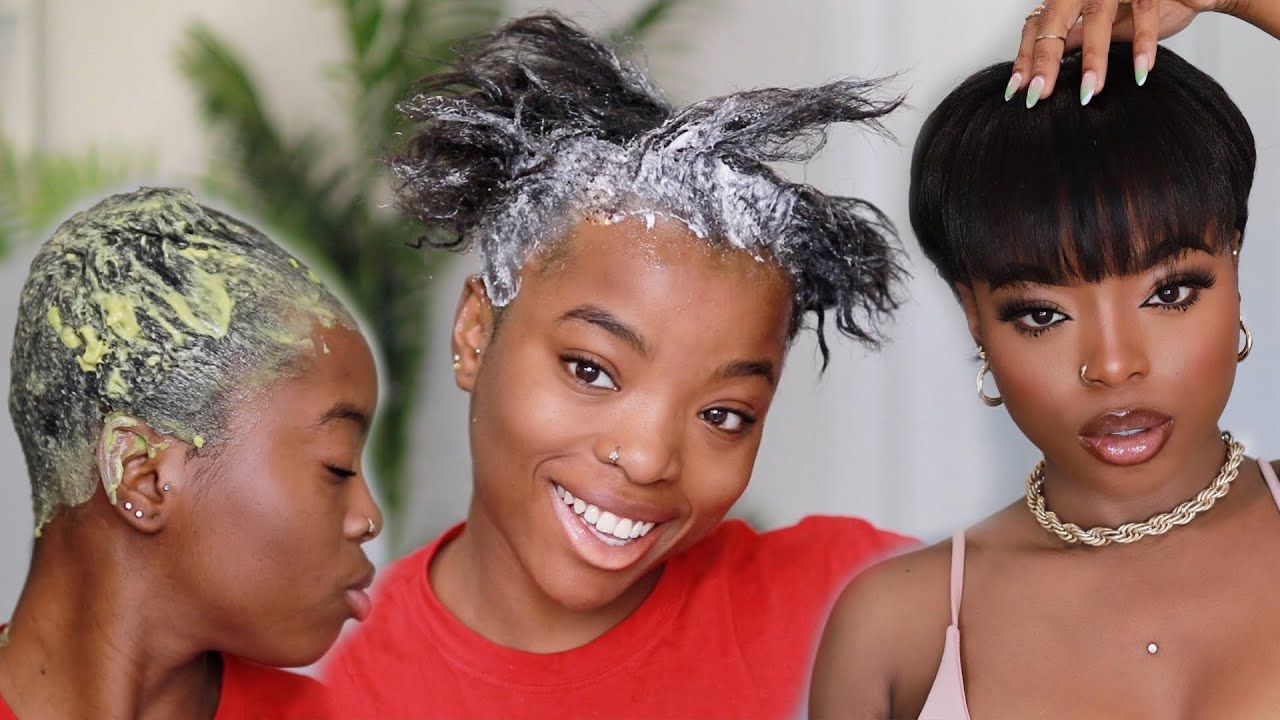 My Relaxer Routine on Short hair | how I self relax, wash & flat iron