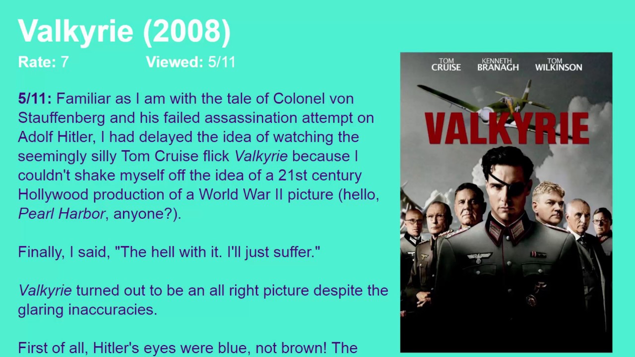 Movie Review: Valkyrie (2008) [HD] - YouTube