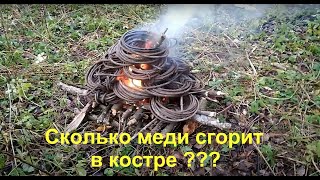 Коп меди. Эксперимент. Сколько меди сгорит в костре? Медные кабеля. Копаю медь.