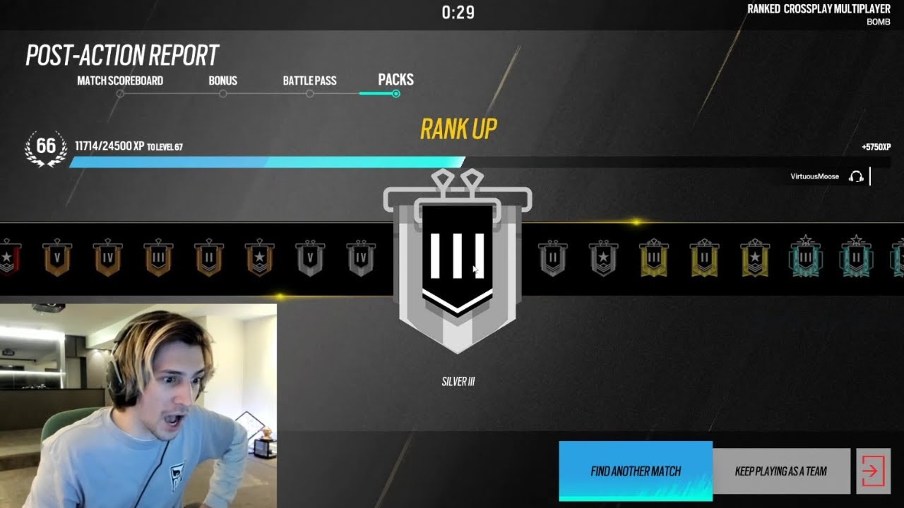 xQc gets placed silver during R6 placements