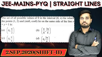 The set of all possible values of 0 in the interval (0, π) for which the points (1, 2) and