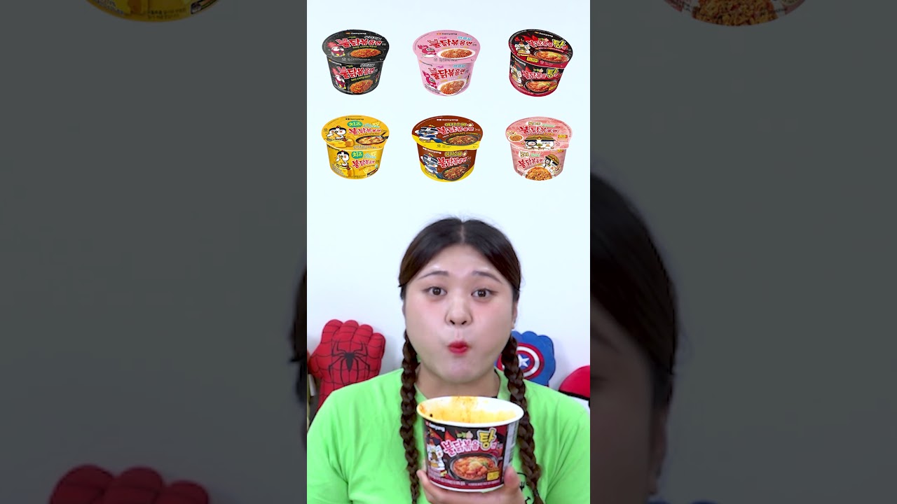 하이유의 불닭볶음면 컵라면 랜덤 먹방! Fire Spicy Noodles Random food MUKBANG #tiktok #Shorts |  HIU 하이유